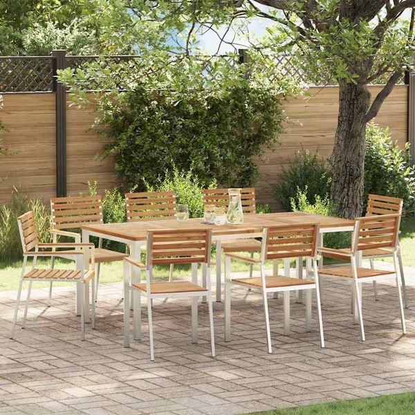 vidaXL Gartenstuhl 8 pcs Massives Teakholz und Edelstahl 3334850