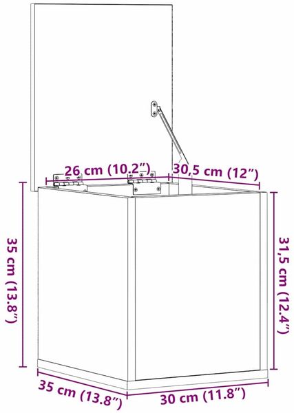 vidaXL Aufbewahrungsbox Schwarz Eichen-Optik 30 x 35 x 35 cm 868695 Bild 12