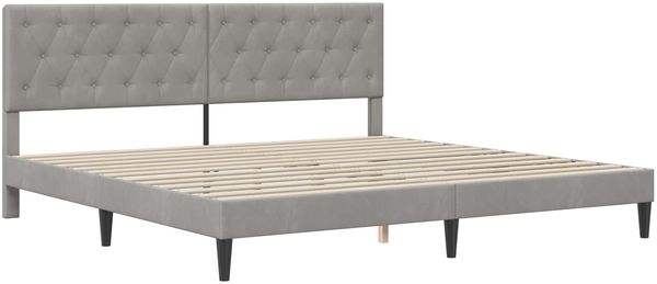 vidaXL Bettgestell mit Matratze Hellgrau 180 x 200 cm Samt 3415066 Bild 4
