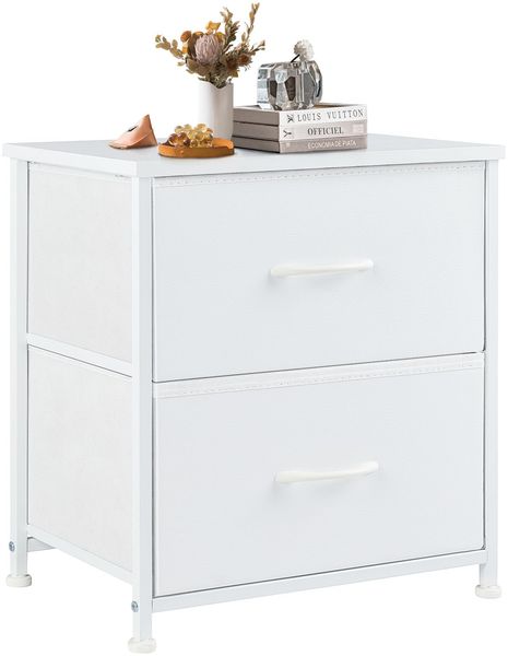 DUMOS Nachttisch 2er Set Beistelltisch Stoff Schubladenschrank Schmal Schrank Kommode Schlafzimmer Industrial Stil für Wohnzimme Kinderzimmer Flur Aufbewahrungsschrank