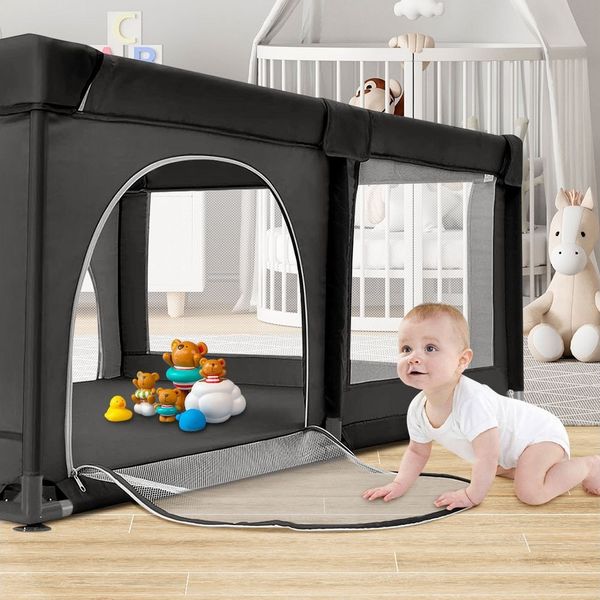 JEOBEST Laufgitter Laufstall Baby 180 x 120 x 66cm Große XL, Laufgitter baby mit atmungsaktivem Netz, 50 Ozeanbälle