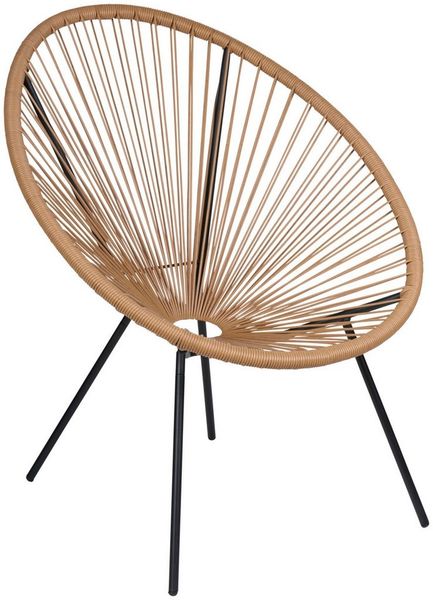 habeig Gartenstuhl Sessel mit Spindeldesign, Metallgestell, 74 x 71 x 86 cm, 3,7kg, Beige
