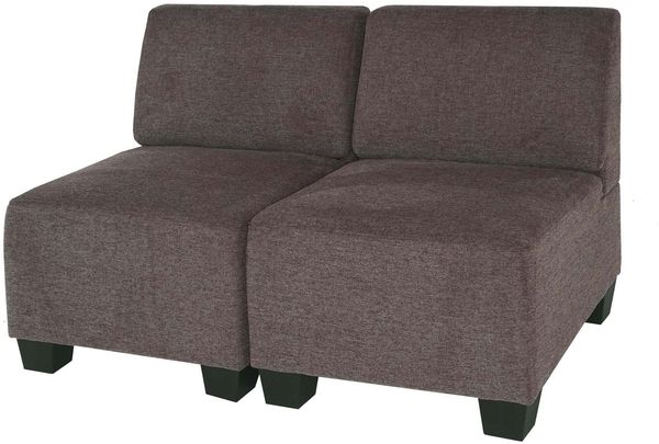 Modular 2-Sitzer Sofa Couch Lyon, Stoff/Textil ~ braun, ohne Armlehnen