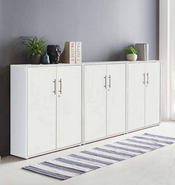 BMG Möbel Aktenschrank Office Edition Set 99 (Schrank-Set, 3 teilig bestehend aus 3x Aktenschrank) abschließbar, Fronten Hochglanz lackiert oder Matt, Made in Germany