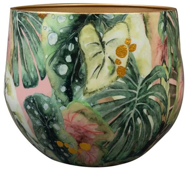 Ter Steege Blumentopf „Monstera Mystery“, Metall, mehrfarbig, Durchmesser 33 cm, Höhe 28 cm