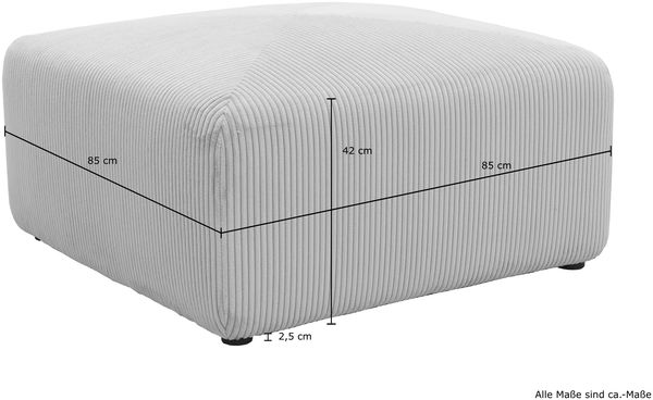 DOMO. collection Polsterhocker 800011, Hocker, quadratisch, individuell kombinierbar, Cord Modul-Fußhocker, Polstergarnitur, 85 x 85 x 42 (BxTxH), schlamm Bild 5