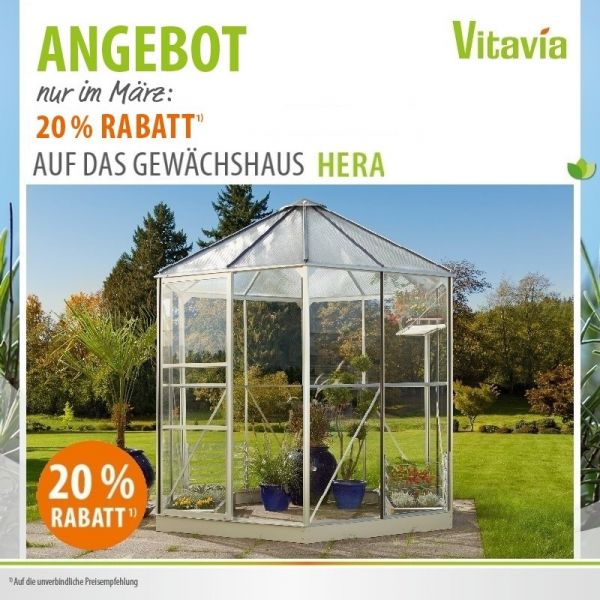 Vitavia Gewächshaus Hera 4500, 3mm ESG, 6mm HPK, alu (inkl. Fundament)