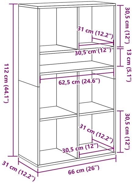 vidaXL Bücherregal Altholz-Optik 66x31x112 cm Holzwerkstoff 860308 Bild 9