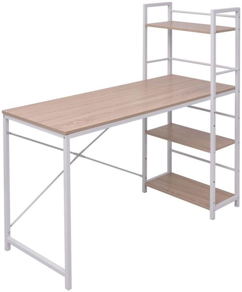 Schreibtisch mit Bücherregal mit 4 Böden, Eiche, 120 x 52 x 120 cm