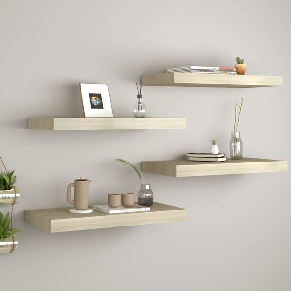 vidaXL Schwebende Wandregale 4 Stk. Eichefarben 50x23x3,8cm MDF 323873