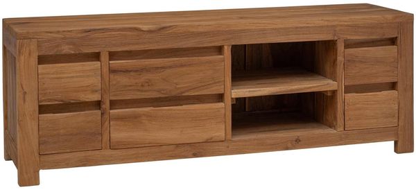 vidaXL TV-Schrank 110 x 30 x 40 cm Natur Massivholz Teak 42024263