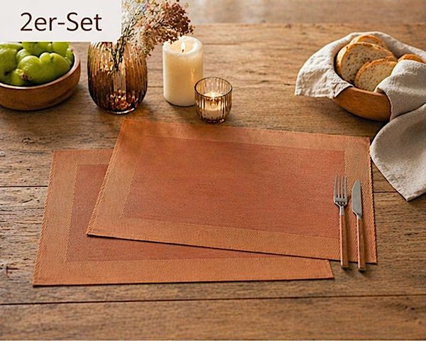 Platzdeckchen Tischset orange 2-8 Stück 32,5x45cm PVC Polyester abwaschbar Platzmatte Tischunterlage moderne Tischmatte für Küche und Esszimmer