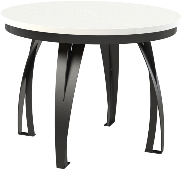 MEBLINI Esstisch Rund Ausziehbar aus Metall - 100-176x77cm - LUNGA - Weiß Matt/Schwarz Matt - Loft - Esszimmertisch Modern - Küchentisch - Ausziehtisch - Round Dining Table - Esszimmertische - Weiß Matt/Schwarz Matt