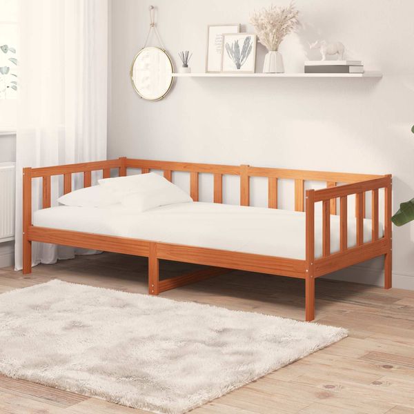 vidaXL Tag-Bett mit Matratze Wachsbraun und Weiß 90 x 200 cm 3422775
