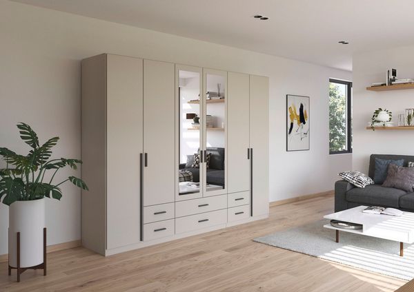 rauch Kleiderschrank Schrank Garderobe Ankleide GAMMA Breiten 91/136/181/226/271/315/360 cm (in 3 Ausstattungen BASIC/CLASSIC/PREMIUM (inkl. SOFT-CLOSE-Funktion) verschiedene Griff-Varianten, mit Spiegel TOPSELLER MADE IN GERMANY