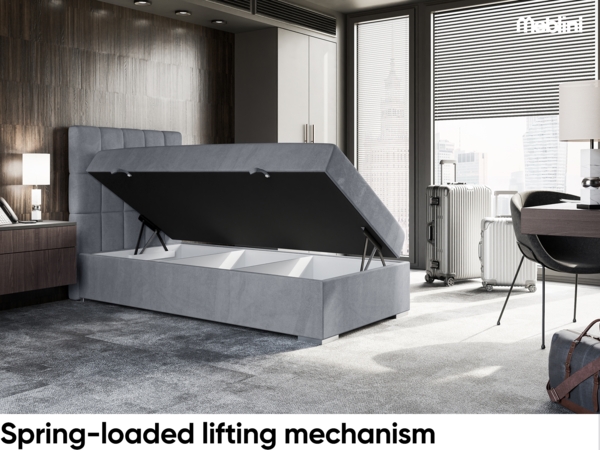 MEBLINI Boxspringbett LUKAS 80x200 cm mit Bettkasten - H3/Grau Samt Gepolstert Einzelbett mit Topper & Taschenfederkern-Matratze - 80x200 Links Bild 3