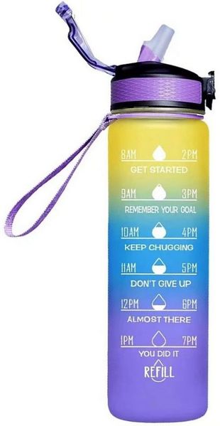 Botells Trinkflasche Sportflasche Wasserflasche 1l, Trink Motivation, Strohhalm, Shakerball, leicht, auslaufsicher, motivierend, robust