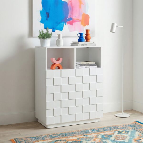 Highboard Bopibobro mit 2 Türen 86x64x36 cm Weiß [en. casa]