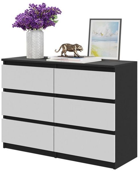 Furnica Kommode GABRIEL 6 Schubladen - Anthrazit Grau H70cm B100cm T33cm Bild 5