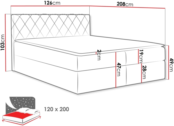 Boxspringbett Brasil, Natur, 120x200 cm Bild 4