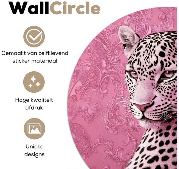 MuchoWow Wandsticker Panther - Deluxe - Rosa (1 St), Wandtattoo Selbstklebend, Wohnzimmer Deko Aufkleber, 30x30 cm