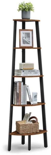 Vasagle Eckregal, Bücherregal mit 5 Ablagen im Industrie-Design, Leiterregal mit Metallrahmen, fürs Wohnzimmer, Büro, Vintage von Songmics LLS35X