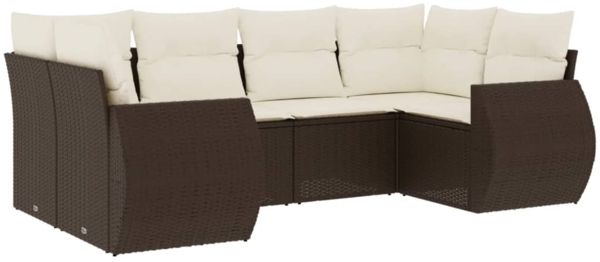 vidaXL 6-tlg. Garten-Sofagarnitur mit Kissen Braun Poly Rattan 3221782