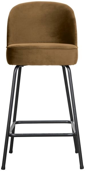 Barhocker Vogue aus Samt, modern und gepolstert, honiggelb, Metallgestell schwarz, 65 cm Sitzhöhe