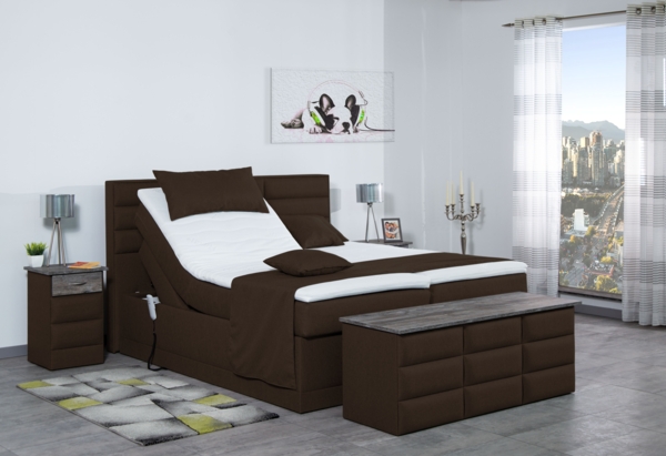 Meisterbetten Boxspringbett Pino 160x200 in WT-Dunkel Braun, Matratzenbezug Nano, Ergoflex-Topper Bild 3