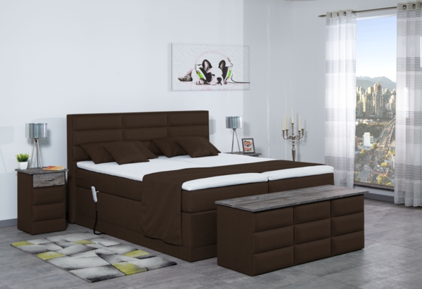 Meisterbetten Boxspringbett Pino 160x200 in WT-Dunkel Braun, Matratzenbezug Nano, Ergoflex-Topper Bild 4