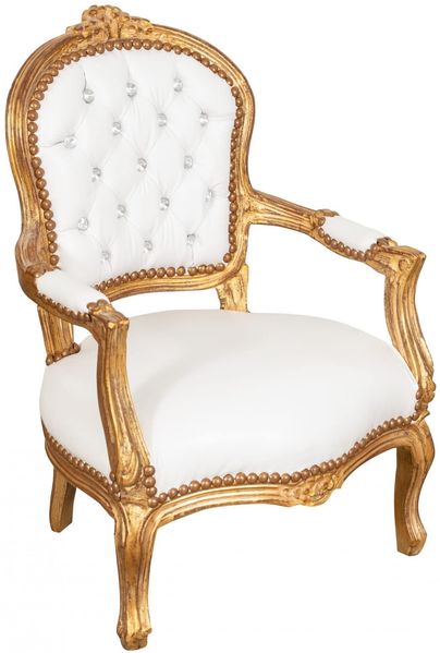 Biscottini Sessel, Holz, Weiß und Gold, 73 x 50 x 51,5 cm