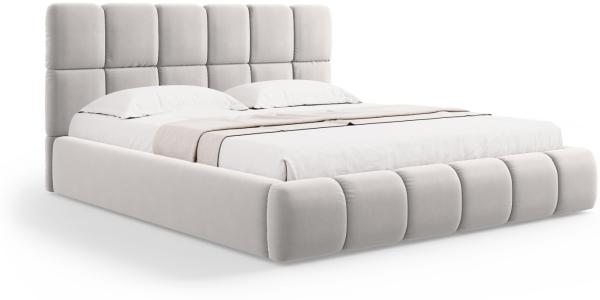 Micadoni Stauraumbett mit Kopfteil Bellis Samtstoff Bluvel Silber 160x200