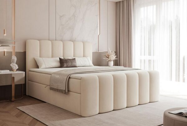 Compleo Boxbett BUBBLE, Wolkenbett, Bequem, Bonell, Topper, Doppelbett gepolstertes Kopfteil mit Bettkasten