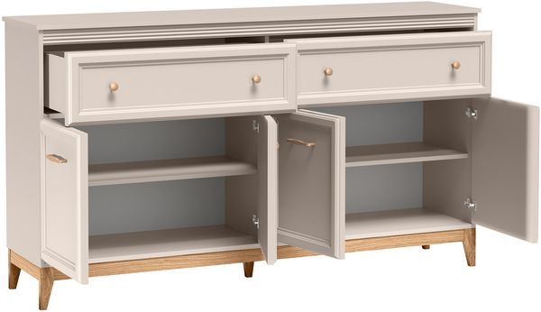 AX LIVING Kommode Nymphen Cashmere 2 Schubladen 4 Türen MDF Eiche Beine Bild 4