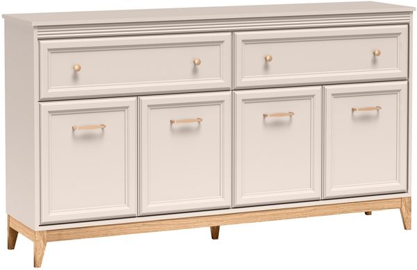 AX LIVING Kommode Nymphen Cashmere 2 Schubladen 4 Türen MDF Eiche Beine Bild 2