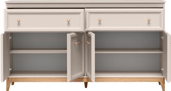 AX LIVING Kommode Nymphen Cashmere 2 Schubladen 4 Türen MDF Eiche Beine Bild 3