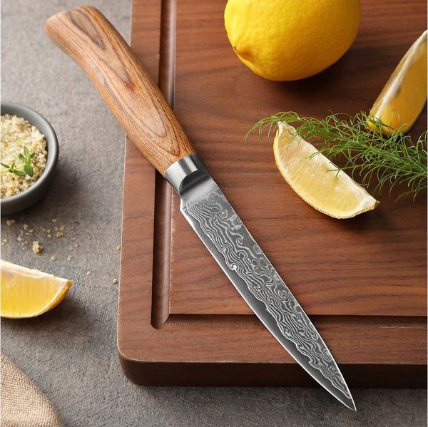 Wakoli Allzweckmesser EDIB Pro Damast Allzweckmesser I Kochmesser Küchenmesser I 12cm Klinge, 67 Lagen Damaststahl, VG-10 Stahlkern