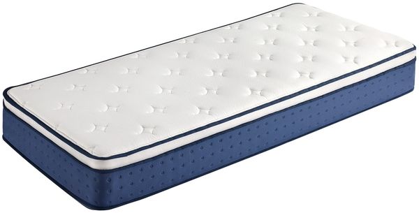 VASAGLE Federkernmatratze 90 x 200 x 25 cm, Gel-Memory-Schaum, mittelfest, 7-Zonen, Schlafzimmer, atmungsaktiv, blau