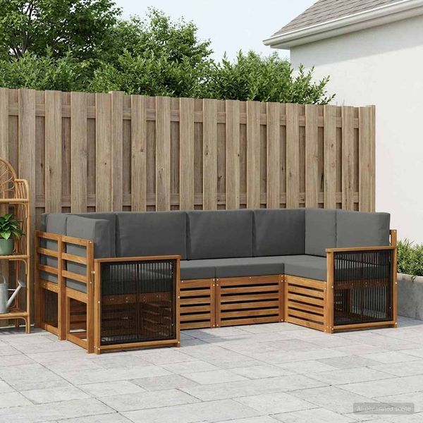 vidaXL Ecksofa Set mit Kissen 5 pcs Natur und Anthrazit 3384773