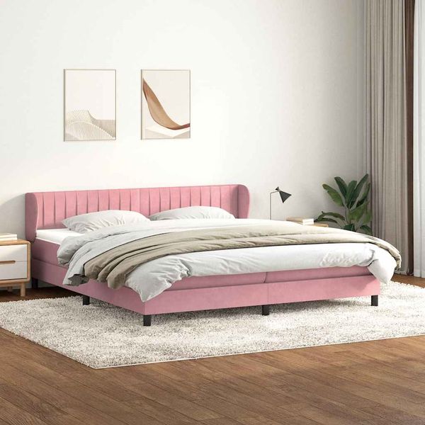 vidaXL Boxspringbett mit Matratzen Rosa 180x210 cm Samt 3317708