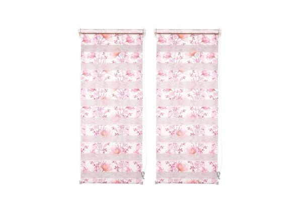 Doppelrollo Doppelrollo 60 x 150 Marisol Blumen 2er-Set, HTI-Living, halbtransparent, ohne Bohren, Klemmfix, Festmaß freihängend ohne Bohren Klemmfix