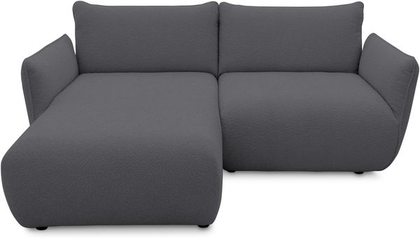 DOMO. collection Ecksofa 800 022, kleines Modulsofa in L-Form mit Taschenfederkern und attraktiver Biese-Naht, Sofa, Polsterecke, Eckcouch 194 x 168 x 79 cm (BxTxH), dunkelgrau