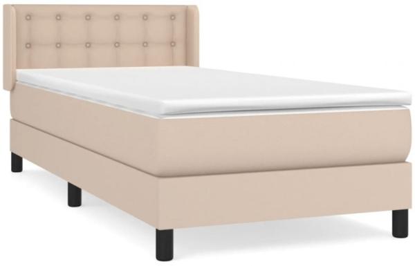 vidaXL Boxspringbett mit Matratze Cappuccino-Braun 90x200cm Kunstleder, Härtegrad: H2 [3130762]