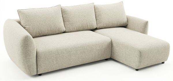 Selsey 'Zordo' - L-Form Eckschlafsofa mit zwei Bettkästen, hellbeiger Chenille rechts