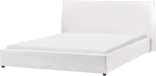 Bett mit Lattenrost Samtstoff LAVAUR 180 x 200 cm Cremeweiß
