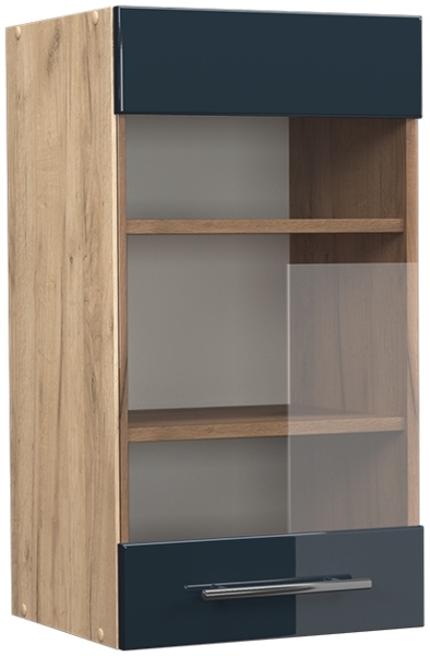 Küchenglasschrank Fame-Line Dunkelblau Hochglanz 40 cm Vicco