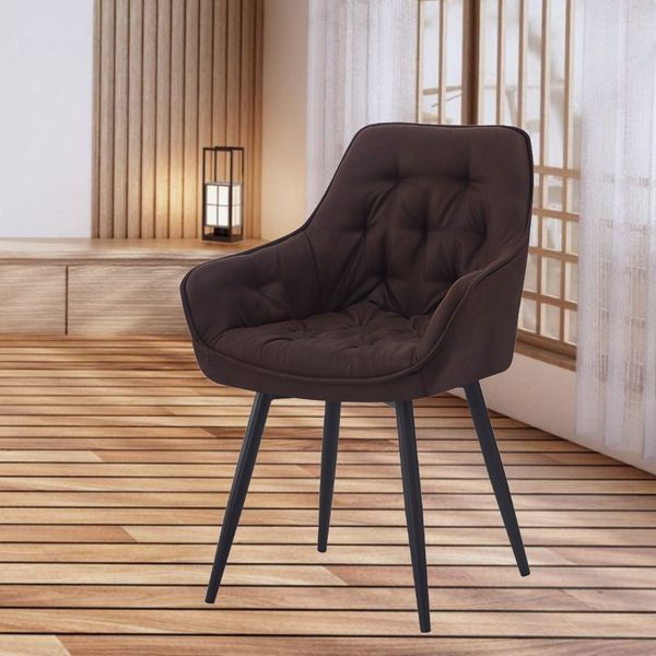 Design Drehstuhl UDINA vintage-braun Armlehne Ziersteppung Metallbeine