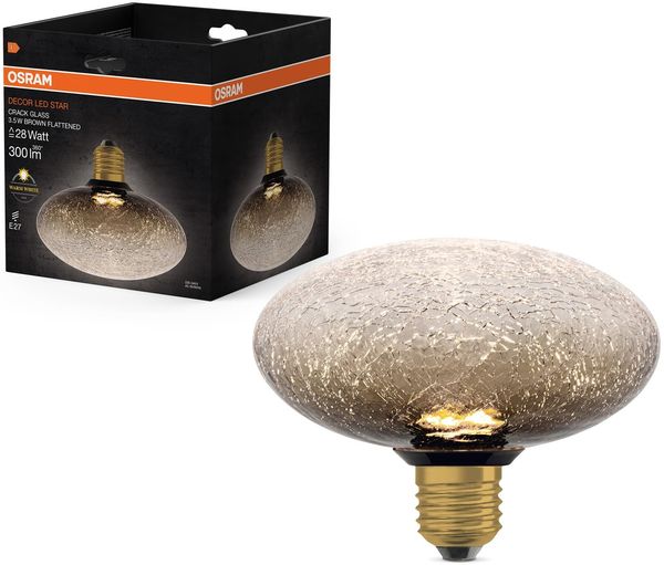 Osram DECOR LED LAMP IN CRACKED GLASS Flat LED-Lampe Kunststoff Matt 3,5 W 300 lm 2700 K Energieeffizienzklasse: F CRI: 80