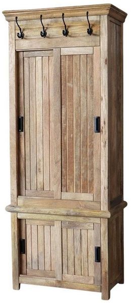 baario Schuhschrank Schuhschrank REVIN Landhaus braun massiv Garderobe Lamellenschrank