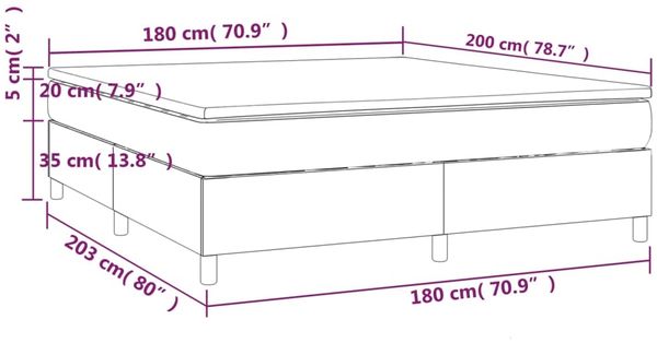 vidaXL Boxspringbett mit Matratze Hellgrau 180x200 cm Stoff, Härtegrad: H2 [3144538] Bild 10
